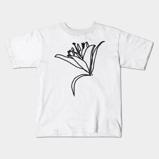 Stargazer Lily Flower Line Drawing Kids T-Shirt